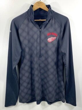 NHL Detroit Red Wings Hockey Gray 1/4 Zip Performance Athletic Pullover Shirt XL